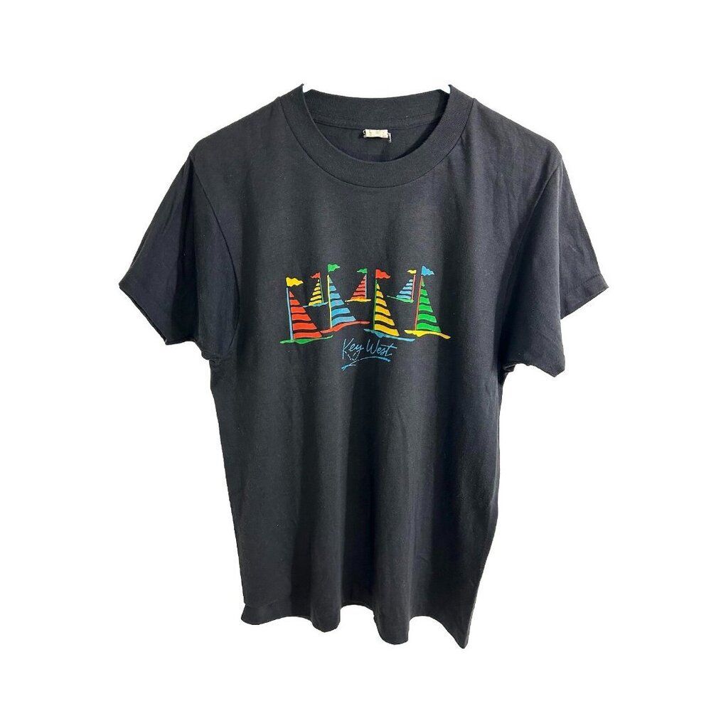 Vintage Key West Black T Shirt Screen Stars Size Large